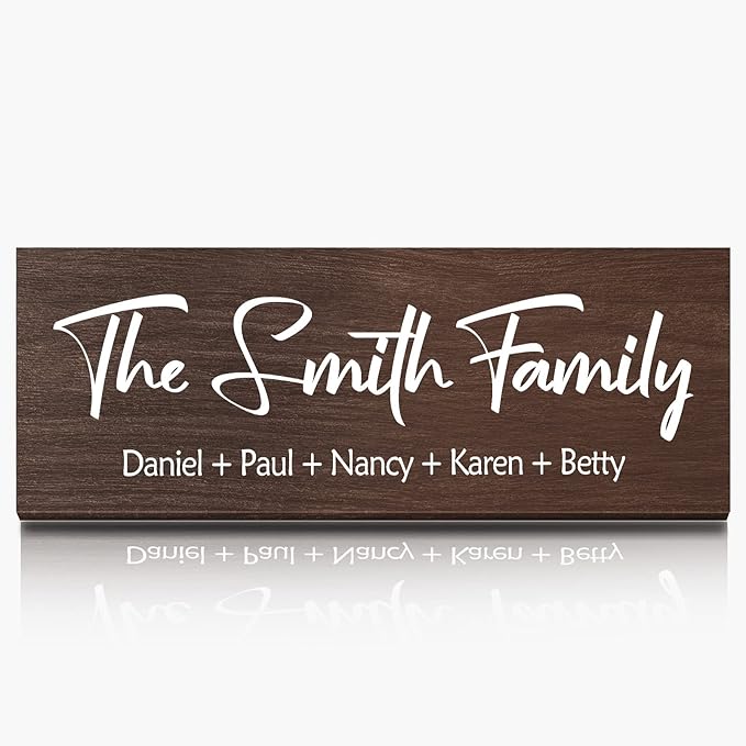 Personalized Family Name Wood Sign - Custom Last Name Plaque, New Family Established Sign, Wedding & Housewarming Gift, Rustic Home Wall Decor Plaque 16"x6"