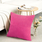 Fancy Homi 2 Packs Hot Pink Decorative Throw Pillow Covers 18x18 Inch for Living Room Couch Bed Sofa, Rustic Farmhouse Boho Home Decor, Soft Corss Corduroy Patchwork Textured Cushion Case 45x45 cm