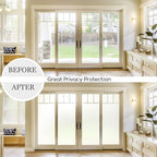 HIDBEA Frosted Window Privacy Film Non-Adhesive, Reusable UV Protection Window Glass Films Colorful Self Static Cling Removable Window Stickers (White Frosted, 17.7 Inch x 8.2 Feet)
