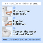 TUSHY Classic 3.0 Bidet Toilet Seat Attachment - A Non-Electric Self Cleaning Water Sprayer with Adjustable Water Pressure Nozzle, Angle Control & Easy Home Installation (White/Gunmetal)