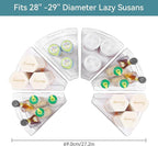 Oubonun Lazy Susan Organizers Set of 6, 11.6’’ x 10.2’’ x 4.1’' Plastic Transparent Kitchen Cabinet Storage Bins with Handle, 4.1" Deep Container, 1/8 Wedge - Food Safe, without BPA