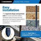 Sandbaggy Round Steel Concrete Form Stakes with Nail Holes - Rust Resistant Coating - Removable, Reusable (40, 3/4 in X 12 in)