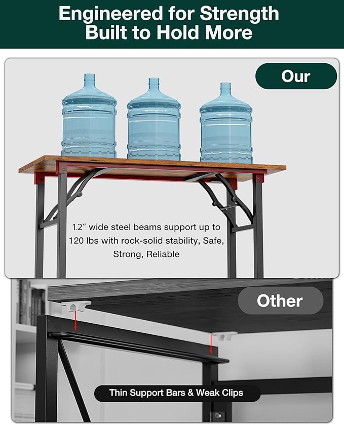 Frylr Small Folding Computer Desk – 35.8 Inch Portable Table for Craft and Study, Lightweight Desk for Small Spaces, Foldable Laptop Table Built-in AC/USB Outlets for Convenience, Rustic Brown