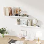 Fun Memories 36Inch Floating Shelves for Wall 2 Pack Wood Shelves for Kitchen, Bathroom, Bedroom Wall Mounted Rustic Wood Floating Shelf with Invisible Brackets for Books, Storage, Decor, White