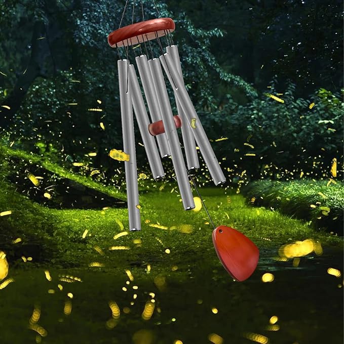 28" Wind Chime for Mothers Day, Decorative Wind Chimes for Outside, Memorial Windchimes Remembrance Gift for Women Mom Grandma, Metal Wind Chimes Outdoor Decor for Garden Patio Zen(Grey)