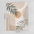 Abstract Boho Tapestry, Mid Century Tropical Tree Leaves Modern Geometric Arch Bohemian Botanical Tapestry, Home Aesthetic Wall Hanging Art Decor for Living Room Bedroom Dormitory 60x60 Inch