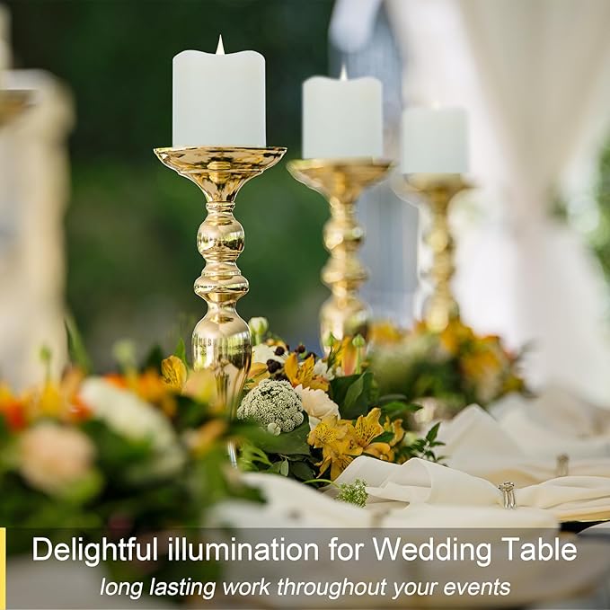 Flameless Candles Battery Operated with Remote Timer, 3D Moving Flame Flickering, Last 600+ Hours Battery Candles, Set of 3 Ivory Real Wax Electric LED Candle for Wedding Party Decor