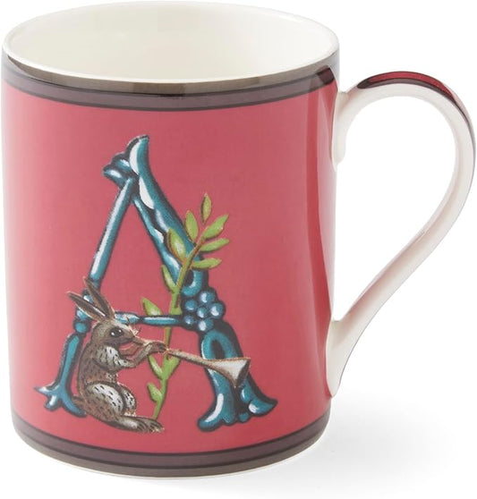 Spode Kit Kemp Alphabet Mug - Letter A Monogram in Fine China, 12oz Ceramic Coffee Cup for Hot Drinks, Personalized Drinkware for Unique Gifts, Dishwasher Safe Tea or Coffee Mug - Gift Box Included