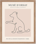 Poster Master Vintage Poster - Retro One Line Dog Drawing Print - Dog Art - Minimal Gift for Men, Women, Animal Lover - Abstract Wall Decor for Home, Office, Bedroom, 11x14 Beige Framed
