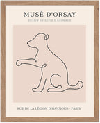 Poster Master Vintage Poster - Retro One Line Dog Drawing Print - Dog Art - Minimal Gift for Men, Women, Animal Lover - Abstract Wall Decor for Home, Office, Bedroom, 16x20 Beige Framed