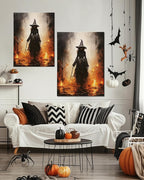 Halloween Canvas Wall Art - Vintage Witche Poster, Gothic Dark Academia Wall Decor, Spooky Halloween Decor for Living Room, Bedroom & Bathroom, Framed Fall Decorations Indoor