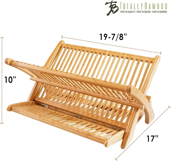 Totally Bamboo Eco Collapsible Dish Drying Rack, Natural Bamboo