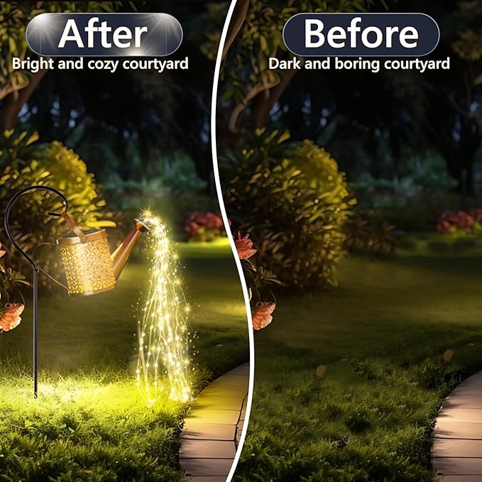 Solar Watering Can Light - Solar Yard Decorations Outdoor,Garden Decor Lights for Yard,IP65 Waterproof Hanging Lantern Lights,Outside Garden Flower Bed Decor Light for Moms Birthday