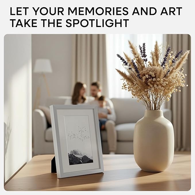 Homeforia 4x6 Picture Frame Silver, High End Metal 4 x 6 Silver Frames with Mat 3 x 5 Print, 4by6 Desk Frame Matted to 3x5 inch Photo, 4 by 6 Wall or Tabletop Frame, Tempered Glass, Wall Kit, Set of 1