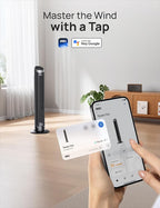 Dreo Smart Tower Fan for Bedroom, 90° Oscillating 40" Standing Fan, 26ft/s High-Speed 5 Speeds 4 Modes, Quiet Room Floor Fans, Touch/Remote/APP & Voice Control, Work with Alexa, 12H Timer, Silver