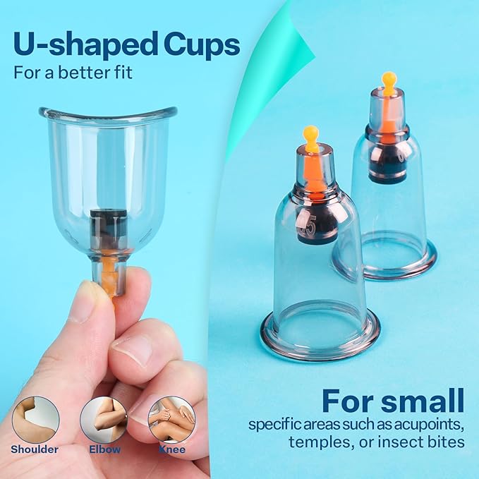Cupping Kit for Massage Therapy, Silicone Physical Chinese Therapy Cupping Set at Home, Professional Muscle Cupping Tool with Pump & Vacuum Cups for Cellulite Reduction