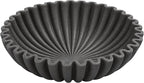 Large Decorative Bowl, Modern Handicraft Bowls for Home Decor, Decorative Fruit Bowl for Kitchen, Ruffle Bowl Decor, Stylish Key bowl for Entry Table, Artificial Stone Black
