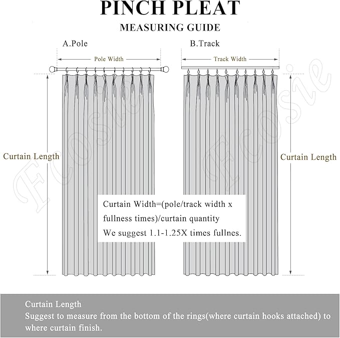 Room Divider Curtains Screen Partitions, Linen Look 100% Blackout Drapery 102 Inches Long, 100" Wide Pinch Pleated Window Drapes, Privacy Protecting, Light Blocking, (1 PC, Gray)