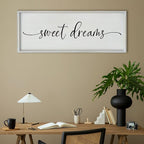 SRSZHIYUE Sweet Dreams Above Bed Wall Decor, 40"x15" Large Rustic Master Bedroom Over Bed Sign Guest Room Couples Wood Framed Farmhouse Horizontal Hanging Decoration (White)