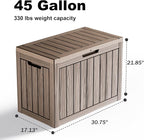45 Gallon Deck Box Large Outdoor Storage for Patio Furniture,Outdoor Cushions,Garden Tools and Pool Supplies,Waterproof,Resin,Lockable(Grey)