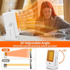 Portable Space Heaters for Indoor Use,Desktop Heater with 900W PTC 2s Fast Heating, 30° Adjustable Angle Design Small Electric Heater Lightweight for Personal, Office,Room,White