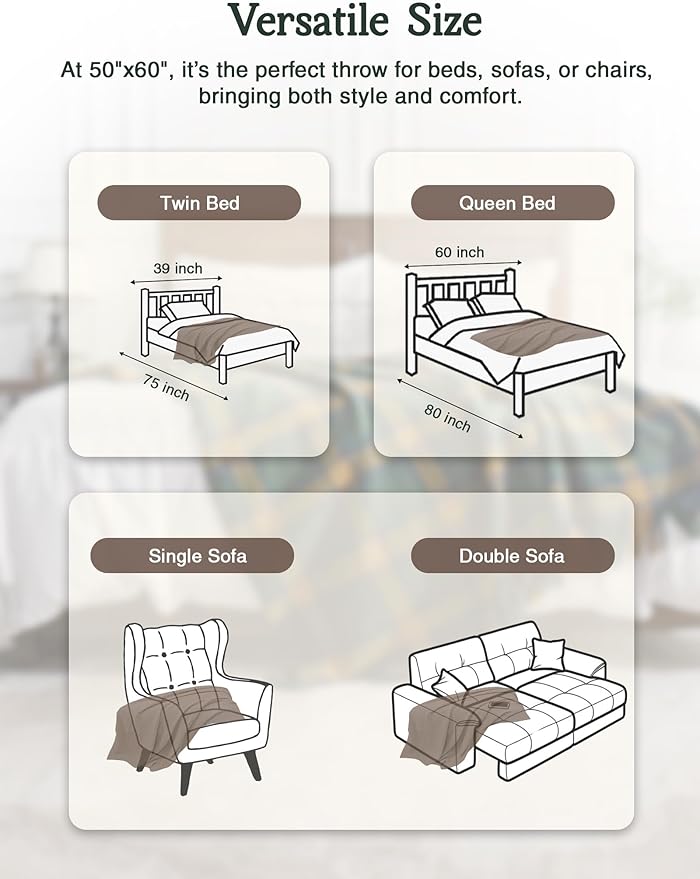 ZonLi Brown Throw Blanket, 50" x 60" Fall Decorative Classic Blankets with Tassel for Couch, Bed, Sofa, Chair, Outdoor, Cozy Warm Lightweight Blankets (Brown)
