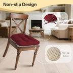 Non Slip Chair Cushions for Dining Chairs Set of 4 Kitchen Chair Cushions 18"x18"x3" Turfted Chair Pads Comfortable and Soft Seat Cushion with Ties, Burgundy