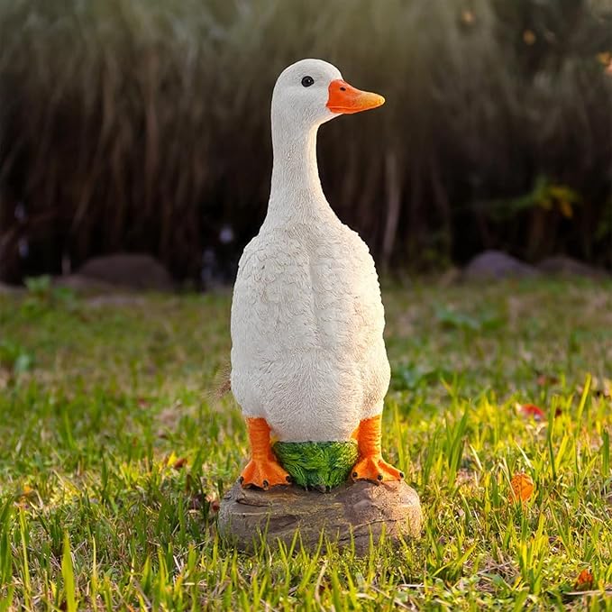 Elenon Goose Statue Garden Decorative, 11 inch High Adorable Flower Bed Outdoor Decor, Yard Patio Art Decor Sculptures Table Ornament