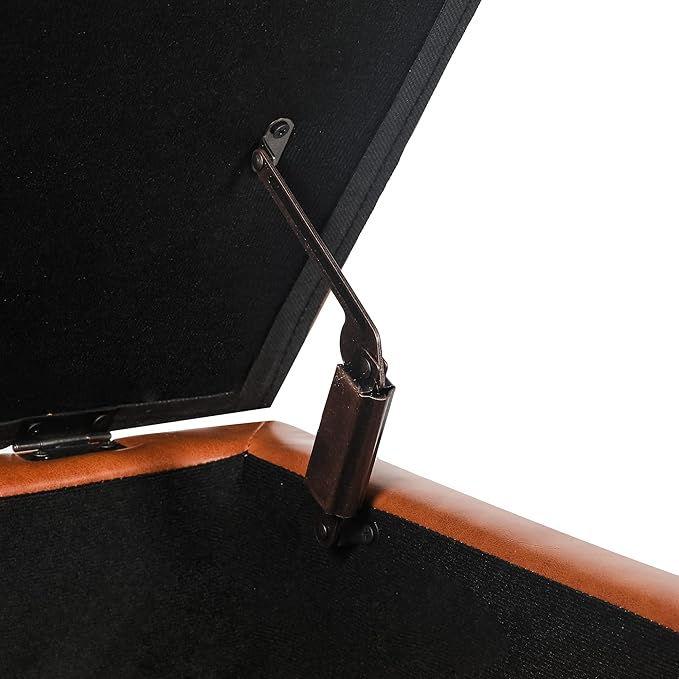 Adeco 17.7" Leather Cube Storage Orange Ottomans for Living Room