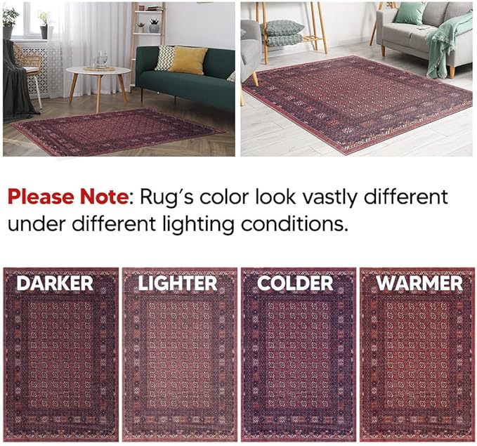 Keen Home Design 2x10 Rug - Machine Washable Runner with Non-Slip Backing, Ideal for Hallway, Entryway, Kitchen, Laundry Room - Vintage, Easy Clean, Durable, Low Pile Rug - (2'6" x 10')