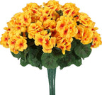 Hananona 12 Pcs Artificial Geranium Flowers for Outdoors Geranium Silk Yellow Flowers Outdoor UV Resistant Garden Plants Faux Fall Flower for Home Kitchen Table Centerpieces Decor (12, Yellow)