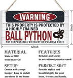 Warning Sign, Ball Python Warning Wood Plaque Sign, Funny Door Signs, Decorative Wood Hanging Suspension Plaque, Farmhouse Wooden Wall Decor, Outdoor Hanging Wooden Signs