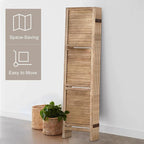 Room Divider with Shelves, Privacy Screen, Room Dividers and Folding Privacy Screens, 6 Panel Wood Temporary Wall Partition Separation Separator, Brown