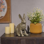 DiliComing Grey Resin Rabbit Garden Statue - Large Garden Statues for Home Yard Decor Garden Statues for Outside Balcony Bunny Decor for Garden Gifts 9 × 5 × 12 Inch