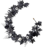 MISSPIN 6FT Black Maples Leaf Garland, Halloween Fall Leaf Garland Artificial Hanging Black Maple Autumn Vine Fall Decor Maple Thanksgiving Halloween Home Decor