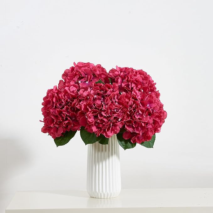 8Pcs Fake Flowers Silk Hydrangea Artificial Flowers Bouquets Faux Hydrangea Stems for Home Table Centerpieces Wedding Party Decoration