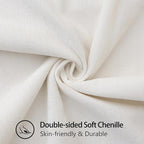 decorUhome Chenille Soft Throw Pillow Covers 26x26 Set of 2, Farmhouse Velvet Neutral Decorative Euro Pillow Covers with Stitched Edge for Couch Sofa Bed Home Decor, Cream White