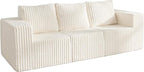 Modular Sectional Sofa 3-Seater Modular Couch with Deep Seat Memory Foam Cloud Chair with Pillows Oversized Sectional Sofa for Living Room Bedroom (Strip White, 3-Seater)