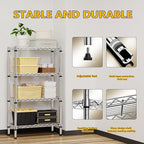 1000 lbs 4 Tier Shelf Metal Storage Shelves Wire Rack Closet Organizers for Garage Kitchen Bathroom Laundry Chrome 11.8" D x 25.6" W x 45.5" H