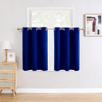 ChrisDowa Small Window Curtains for Kitchen and Bedroom - Grommet Short Thermal Insulated Room Darkening Curtains (2 Panels, Royal Blue, 52 x 36 Inch)