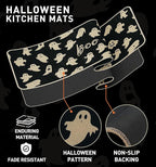 Halloween Kitchen Mat Set of 2, Ghosts Boo Halloween Kitchen Decor, Halloween Rug for Floor, Indoor Spooky Home Decor with Non-Slip Backing,17 x 29 Inch & 17 x 47 Inch