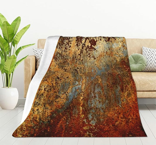HGOD DESIGNS Brown Rust Colorful Metal Rusty Steel Iron Structure Blanket Throw Blanket Soft Comfortable for Sofa Chair Bed Office 50" x60