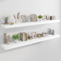 Marsmiles 72" Floating Shelves for Wall, Wooden Shelves with Invisible Brackets Set of 2, Rustic Farmhouse Wall Mounted Shelf for Kitchen Bathroom Living Room Study, White