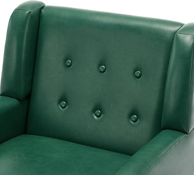 UIXE Faux Leather Accent Chair, Modern Arm Club Chair Upholstered Armchair for Living Room, Comfy Single Sofa Seats Button Tufted Reading Seating, Green