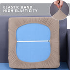 hyha Waterproof Couch Cushion Covers, Stretch Sofa Couch Seat Slipcover for Dog Washable, Non-Slip Waterproof Outdoor Cushion Covers for Patio Furniture Replacement (1 Piece for Medium, Taupe)