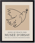 Poster Master Vintage Poster - Retro Minimalist Print - Gift for Artist, Friend - Dove Of Peace, Line Drawing, Sketch, Abstract - Wall Decor for Living Room, Bedroom, 8x10 Black Framed