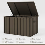 PURPLE LEAF Outdoor Deck Box 120 Gallon Waterproof Lockable Storage Box Container with Lid Deck Organization for Patio Cushions Side Table Pool Accessories Garden Tools, Brown
