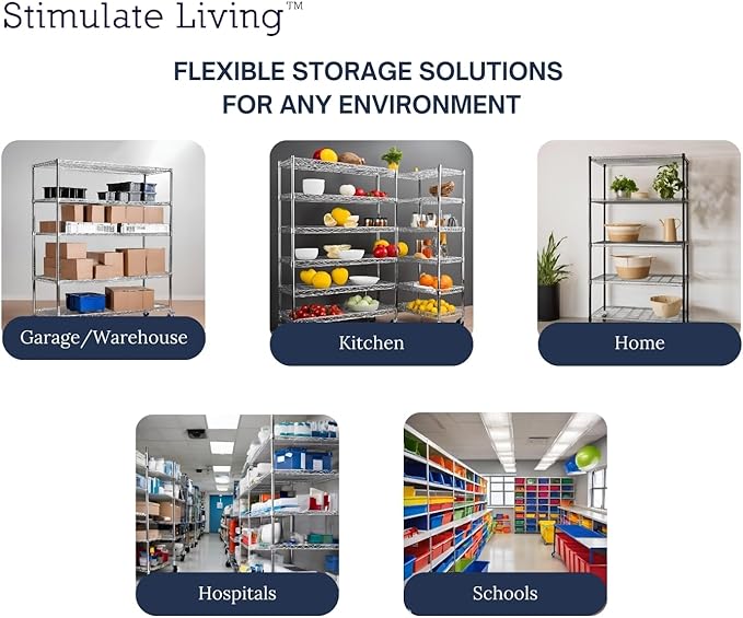 60"x24"x72" PRIME HEAVY DUTY Chrome 4-Tier Wire Shelving NSF 2400 LBS MAX Capacity Storage Rack for Commercial, School, Home, Garage, Warehouse, Industrial, and Hospital Uses (with Wheels)