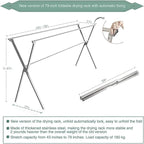 Clothes Drying Rack Folding Indoor Outdoor, Foldable Portable Laundry Drying Rack, Heavy Duty Laundry Hanger Dryer Rack with 20 Hooks (63.55'')