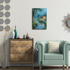 Moonlight under the big tree creek cabin scenery is suitable for posting in the living room bedroom office scenery poster wall painting